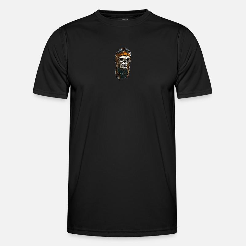 Skull mit Helmkappe - Männer Funktions-T-Shirt - Schwarz