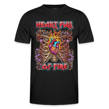 Herz voller Feuer - Männer Funktions-T-Shirt - Schwarz - Vorne - AI Model Male 178 dark (178cm)