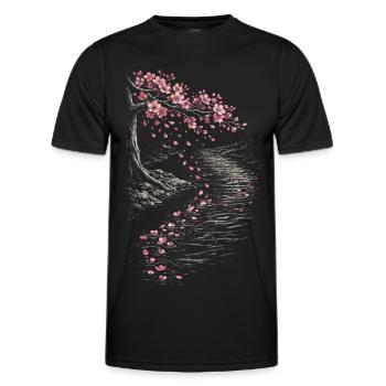 Cherry Blossom Sakura Cherry Blossom - Men's Functional T-Shirt - black - Front - AI Model Male 178 dark (178cm)