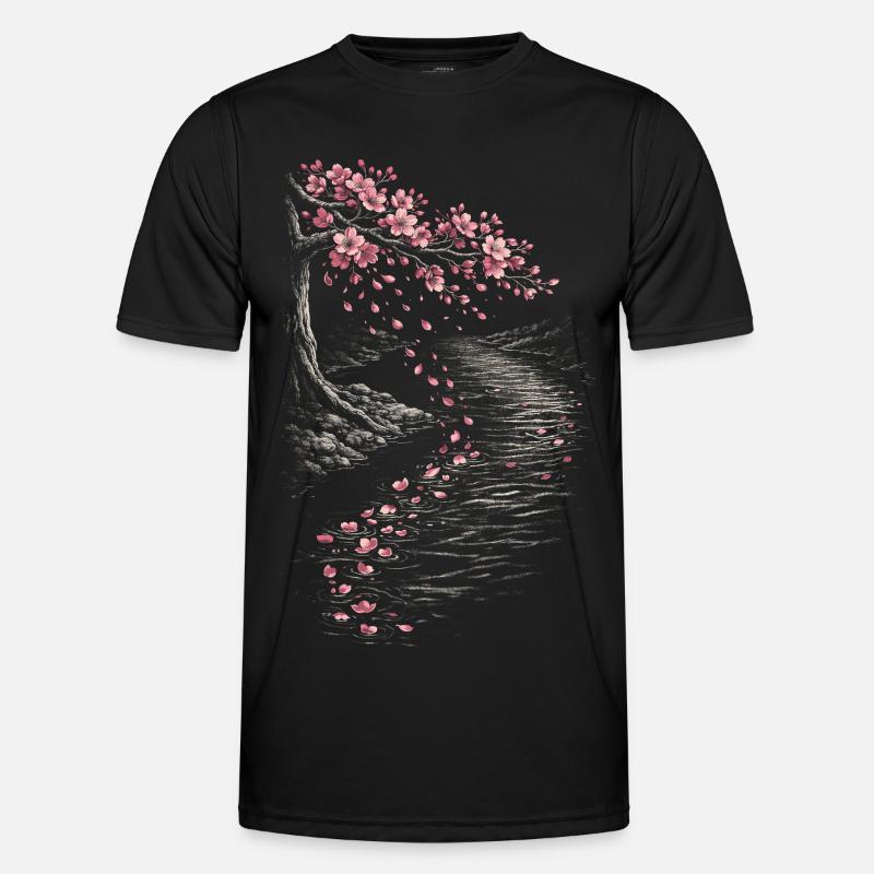 Kirsebærblomst Sakura Kirsebærblomst - Funktionsshirt til herrer - sort