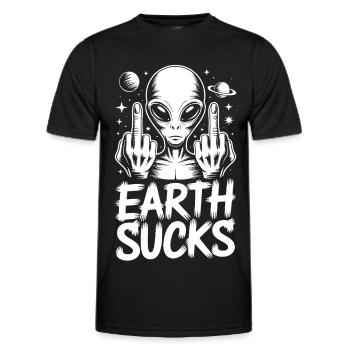 Doigt Puant Extraterrestre - T-shirt sport Homme - noir - Devant - AI Model Male 178 dark (178cm)