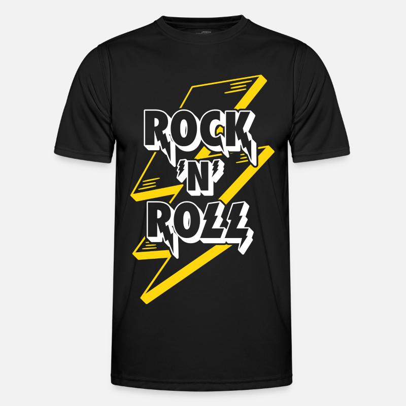 Rock'N'Roll Text Logo With Lightning - Men's Functional T-Shirt - black