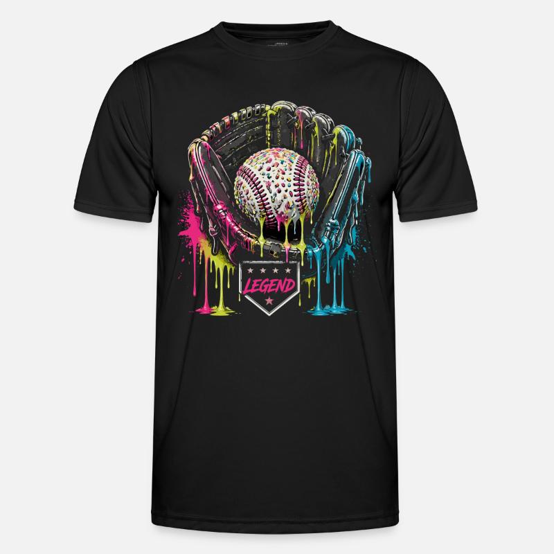 Baseball Handschuh Legend Bunt Grafik - Männer Funktions-T-Shirt - Schwarz
