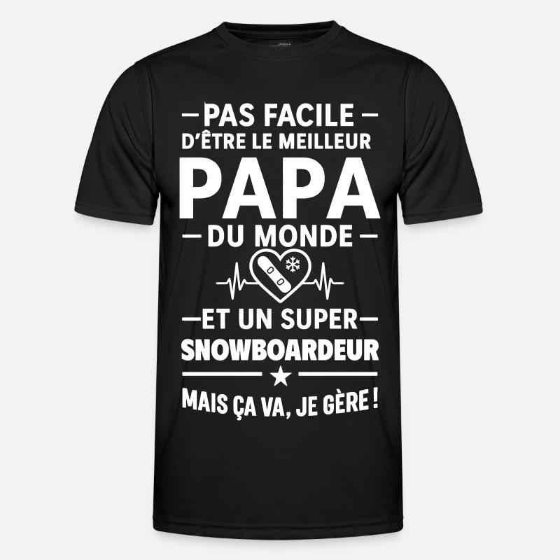 Heart + Snowboard – Super Snowboarder Dad - Men's Functional T-Shirt - black