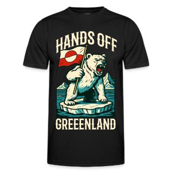 Hands Off Greenland Flag Arctic Polar Bear - Männer Funktions-T-Shirt - Schwarz - Vorne - AI Model Male 178 dark (178cm)