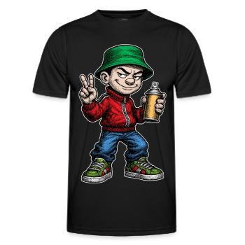 Artiste graffiti jeunesse des années 80 - T-shirt sport Homme - noir - Devant - AI Model Male 178 dark (178cm)