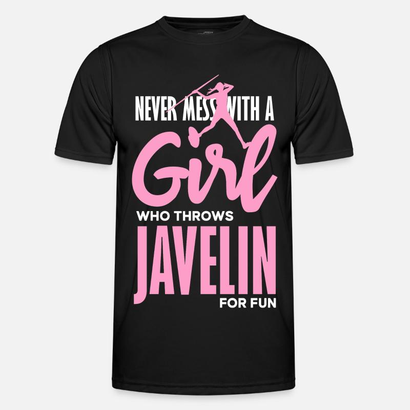 Javelin thrower with fun statement - Men's Functional T-Shirt - black