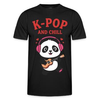 Cute K-Pop And Chill Panda Korean Music Anime Love - Men's Functional T-Shirt - black - Front - AI Model Male 178 dark (178cm)