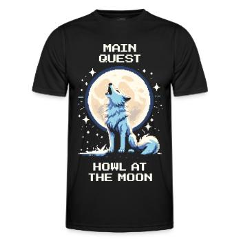 Hauptquest: Heulen zum Mond | Wolf - Männer Funktions-T-Shirt - Schwarz - Vorne - AI Model Male 178 dark (178cm)