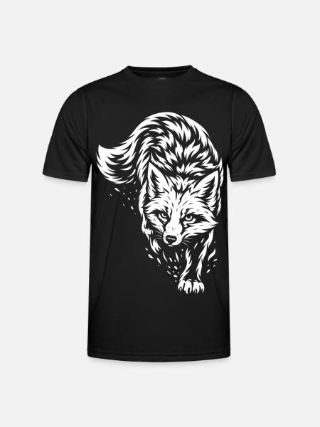 Tribal Fuchs – Wildes Waldtier Motiv - Männer Funktions-T-Shirt - Schwarz