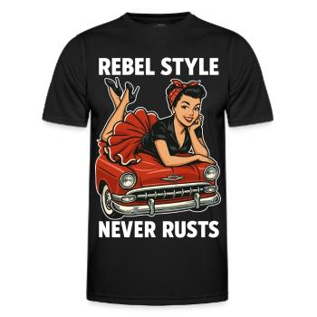 Rockabilly Pin-Up: Rebel Style Never Rusts Retro - Men's Functional T-Shirt - black - Front - AI Model Male 178 dark (178cm)