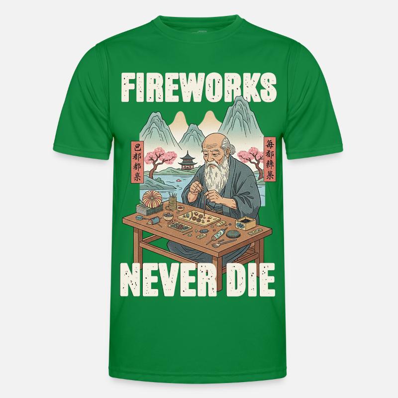 Fireworks Never Die Männer Funktions-T-Shirt