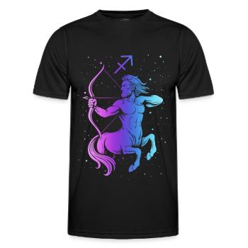 Sagittarius – Neon Zodiac Sign - Men's Functional T-Shirt - black - Front - AI Model Male 178 dark (178cm)
