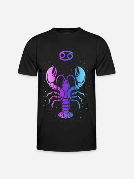 Kristallkrebs mit Sternmotiv - Männer Funktions-T-Shirt - Schwarz