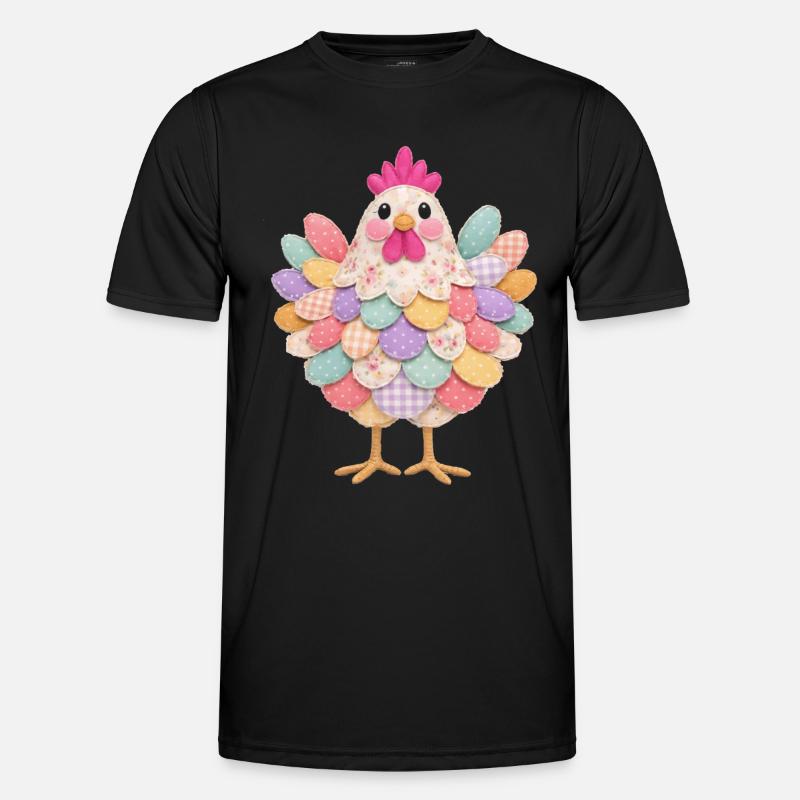 Niedlicher Patchwork-Hennen-Rustikal-Stil - Männer Funktions-T-Shirt - Schwarz