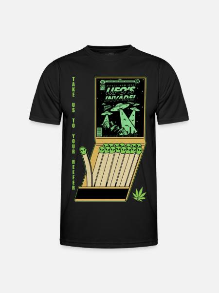 UFO Invasion Vintage Poster Design - Men's Functional T-Shirt - black