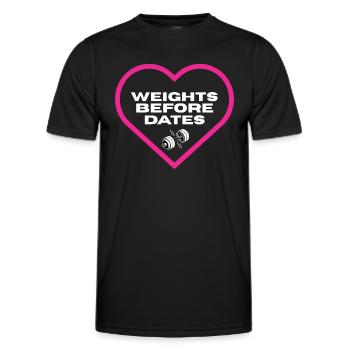 Poids avant les dates T-shirt de motivation - T-shirt sport Homme - noir - Devant - AI Model Male 178 dark (178cm)