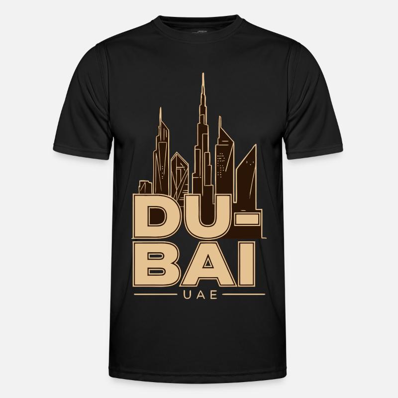 Dubai Skyline UAE Burj Khalifa - Männer Funktions-T-Shirt - Schwarz