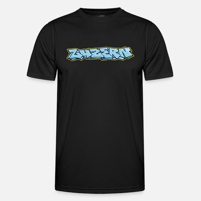 Lucerne Graffiti - Männer Funktions-T-Shirt - Schwarz