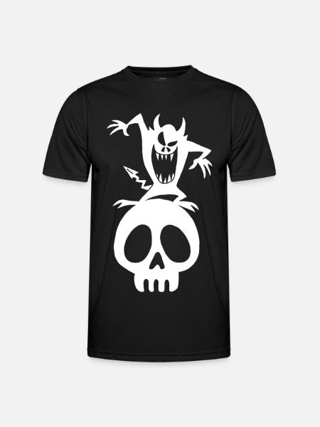 Skull and white demon - Men's Functional T-Shirt - black