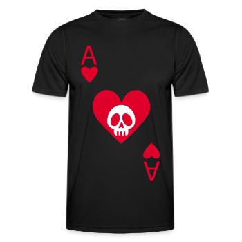 Totenkopf und Herz-Ass - Männer Funktions-T-Shirt - Schwarz - Vorne - AI Model Male 178 dark (178cm)