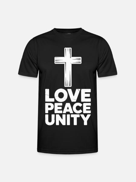 Love, Peace, Unity, Cross, Spirituality - Men's Functional T-Shirt - black