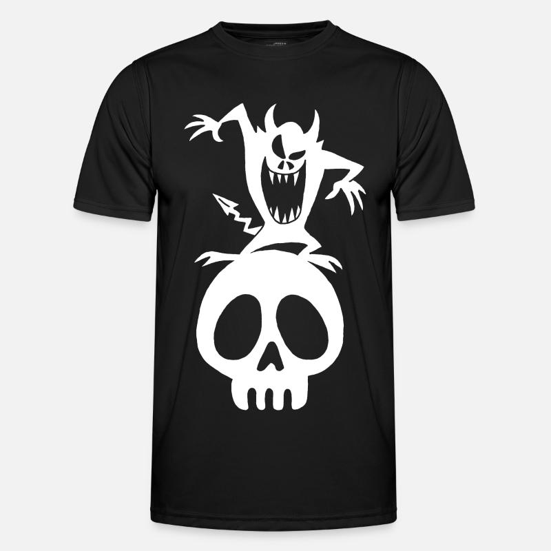 White Demon on a Skull - Men's Functional T-Shirt - black