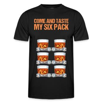 Come and Taste My Six Pack - Funny Whisky Whiskey - Men's Functional T-Shirt - black - Front - AI Model Male 178 dark (178cm)