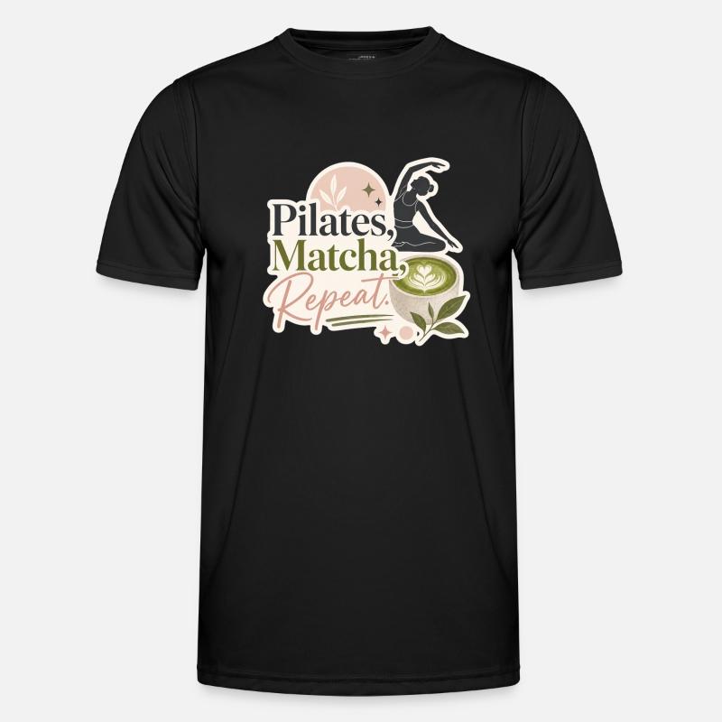 Pilates - Matcha - Repeat - Männer Funktions-T-Shirt - Schwarz