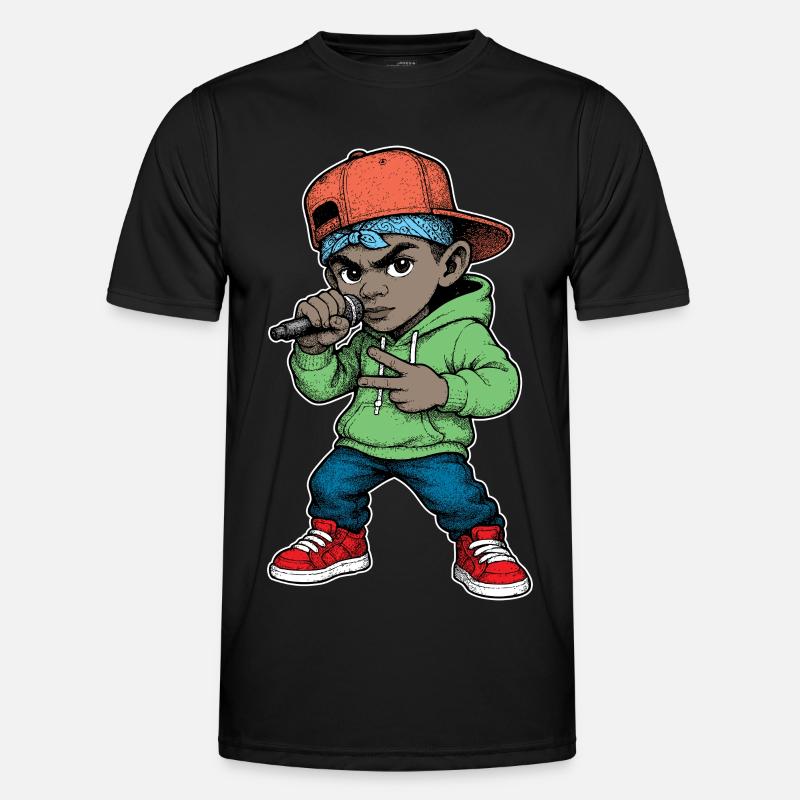 Young Rapper Boy With Microphone - Men's Functional T-Shirt - black