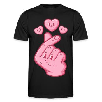 Kpop Musique coréenne Doigts mignons Amour Anime - T-shirt sport Homme - noir - Devant - AI Model Male 178 dark (178cm)