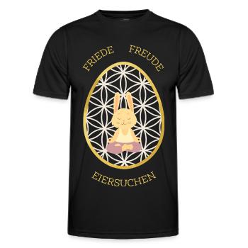 Friede Freude Eiersuchen - Yoga Osterhase - Männer Funktions-T-Shirt - Schwarz - Vorne - AI Model Male 178 dark (178cm)