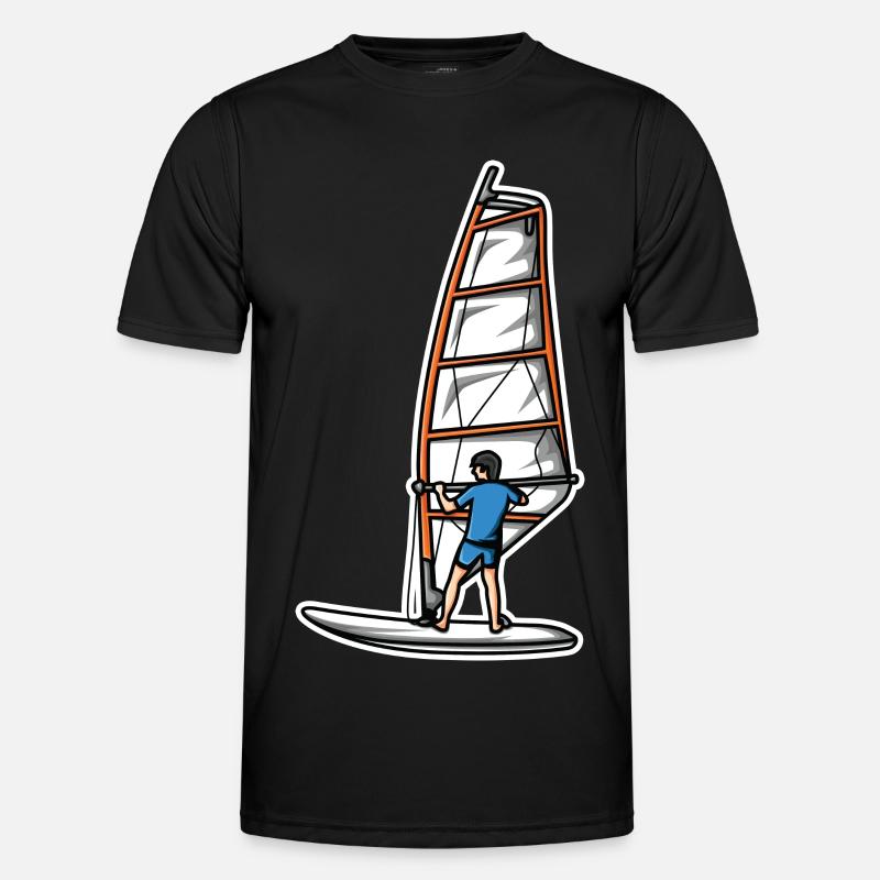 Lustiger Windsurfer Junge - Männer Funktions-T-Shirt - Schwarz