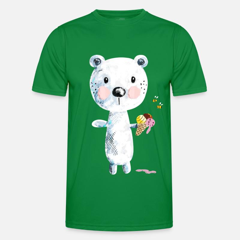 Niedlicher Eisbär Mit Eiscreme Und Bienen Comic Männer Funktions-T-Shirt