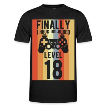 Level 18 Unlocked - Men's Functional T-Shirt - black - Front - AI Model Male 178 dark (178cm)
