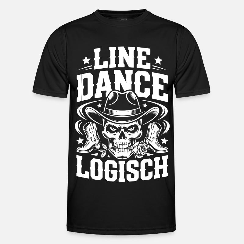 Line Dance Skull Cowboy - Men's Functional T-Shirt - black