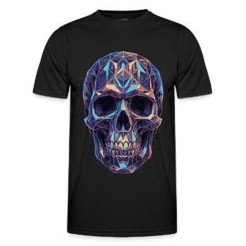 Geometric skull in a blaze of color - Men's Functional T-Shirt - black - Front - AI Model Male 178 dark (178cm)