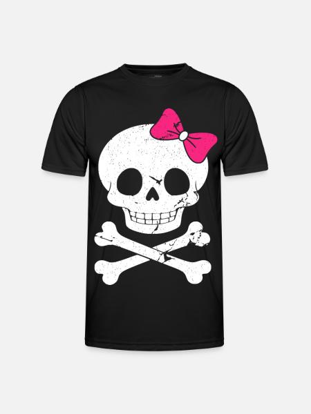 Cute skull with pink bow - Men's Functional T-Shirt - black
