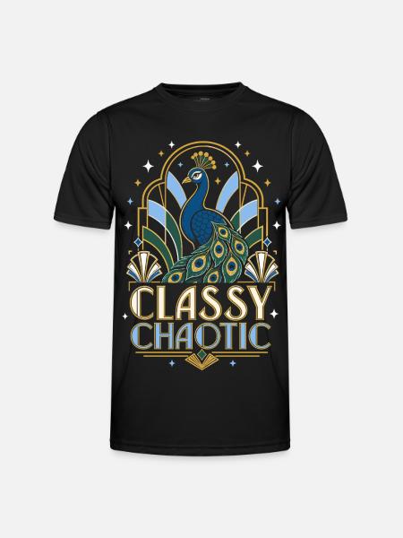 Classy Chaotic Pfau Art Deco - Männer Funktions-T-Shirt - Schwarz