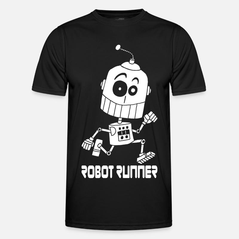 White Robot Runner - Men's Functional T-Shirt - black