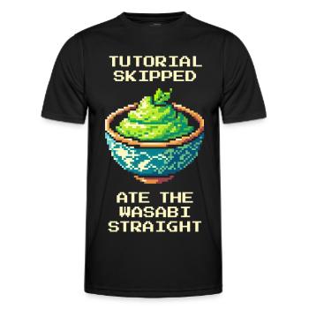 Tutoriel sauté | Wasabi mangé pur - T-shirt sport Homme - noir - Devant - AI Model Male 178 dark (178cm)