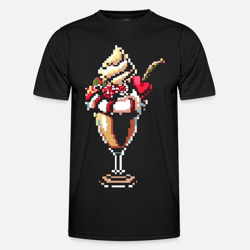 Eisbecher Pixel Grafik - Männer Funktions-T-Shirt - Schwarz