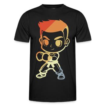 Kickboxer garçon dessin animé - T-shirt sport Homme - noir - Devant - AI Model Male 178 dark (178cm)