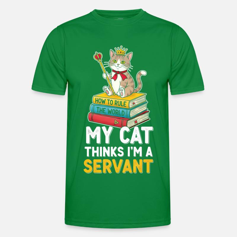 Kitten Crown Ruler Motif Men's Functional T-Shirt