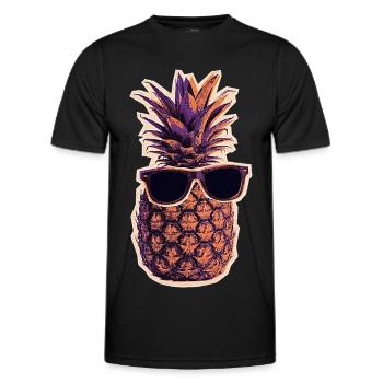 Coole Ananas Mit Sonnenbrille - Männer Funktions-T-Shirt - Schwarz - Vorne - AI Model Male 178 dark (178cm)