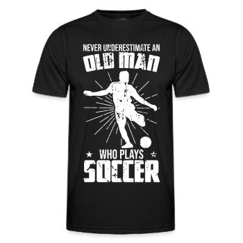 Unterschätze nie einen alten Fußballer - Männer Funktions-T-Shirt - Schwarz - Vorne - AI Model Male 178 dark (178cm)
