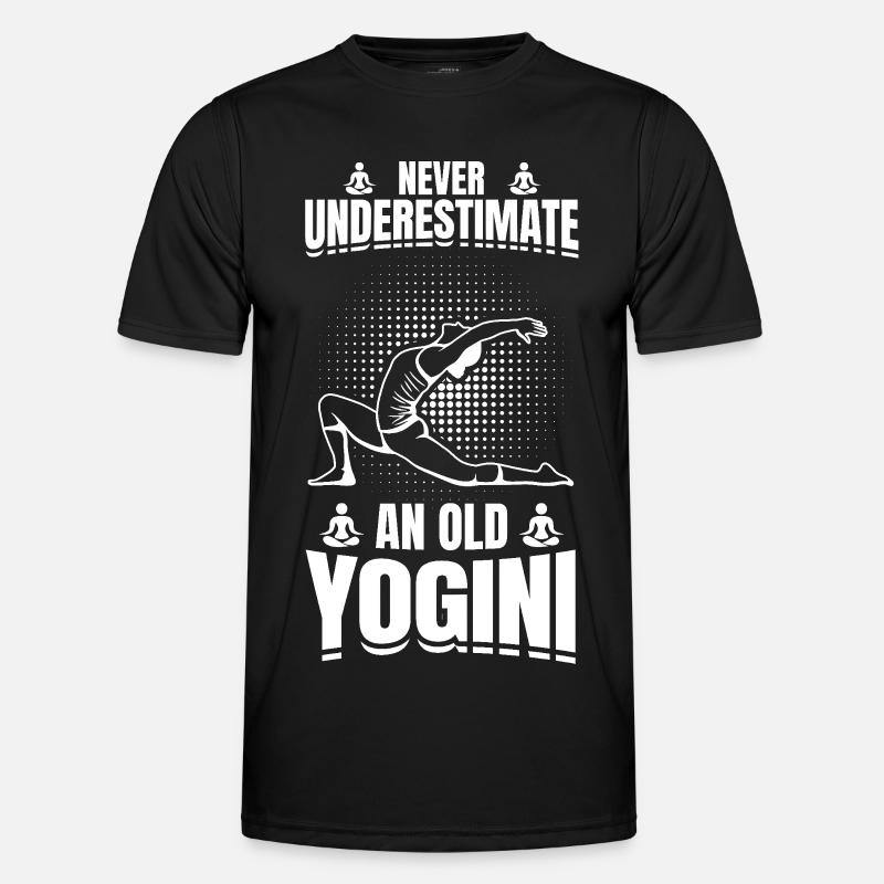 Never underestimate an old yogini - Men's Functional T-Shirt - black