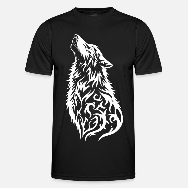 Wild Wolf Head Tattoo Design - Men's Functional T-Shirt - black