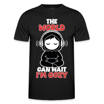 Cozy Zen Casque The World Can Wait - T-shirt sport Homme - noir - Devant - AI Model Male 178 dark (178cm)