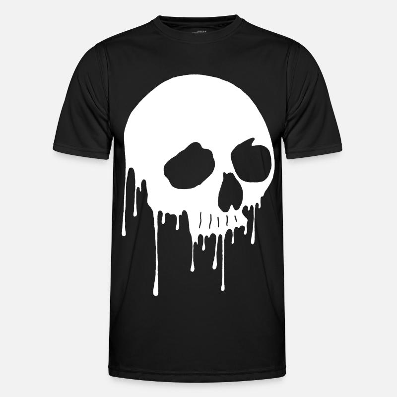 White skull and graffiti - Men's Functional T-Shirt - black